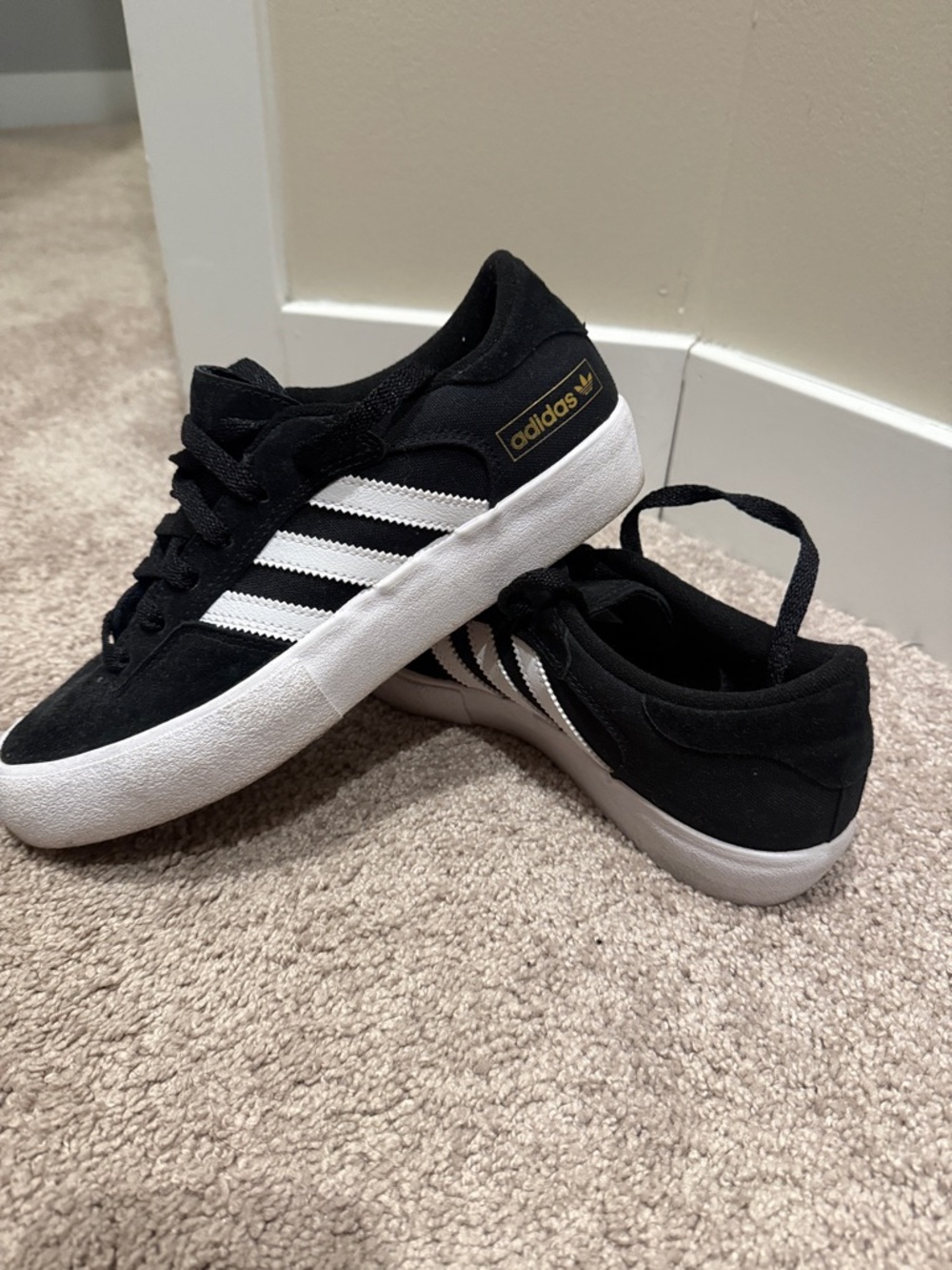 adidas Black Suede Low-Top Sneakers with White Stripes